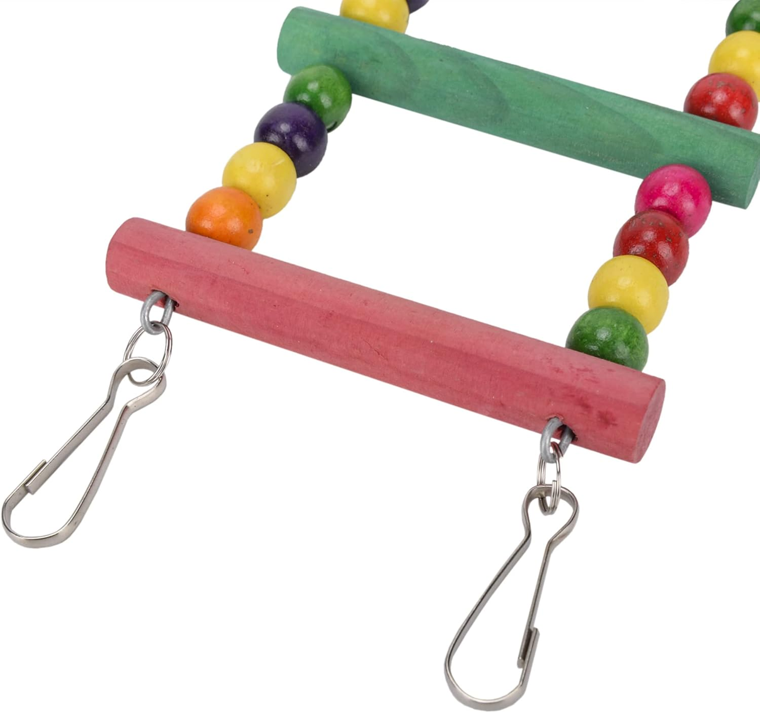 Uheng Colorful Bird Ladder Toys for Parrot, Pet Swings Chew Hanging Bridge, Wooden Rainbow Cage Training Accessories for Cockatiel Conure Parakeet Small Macaw Budgie (8 Ladders,22Inch) image number 5