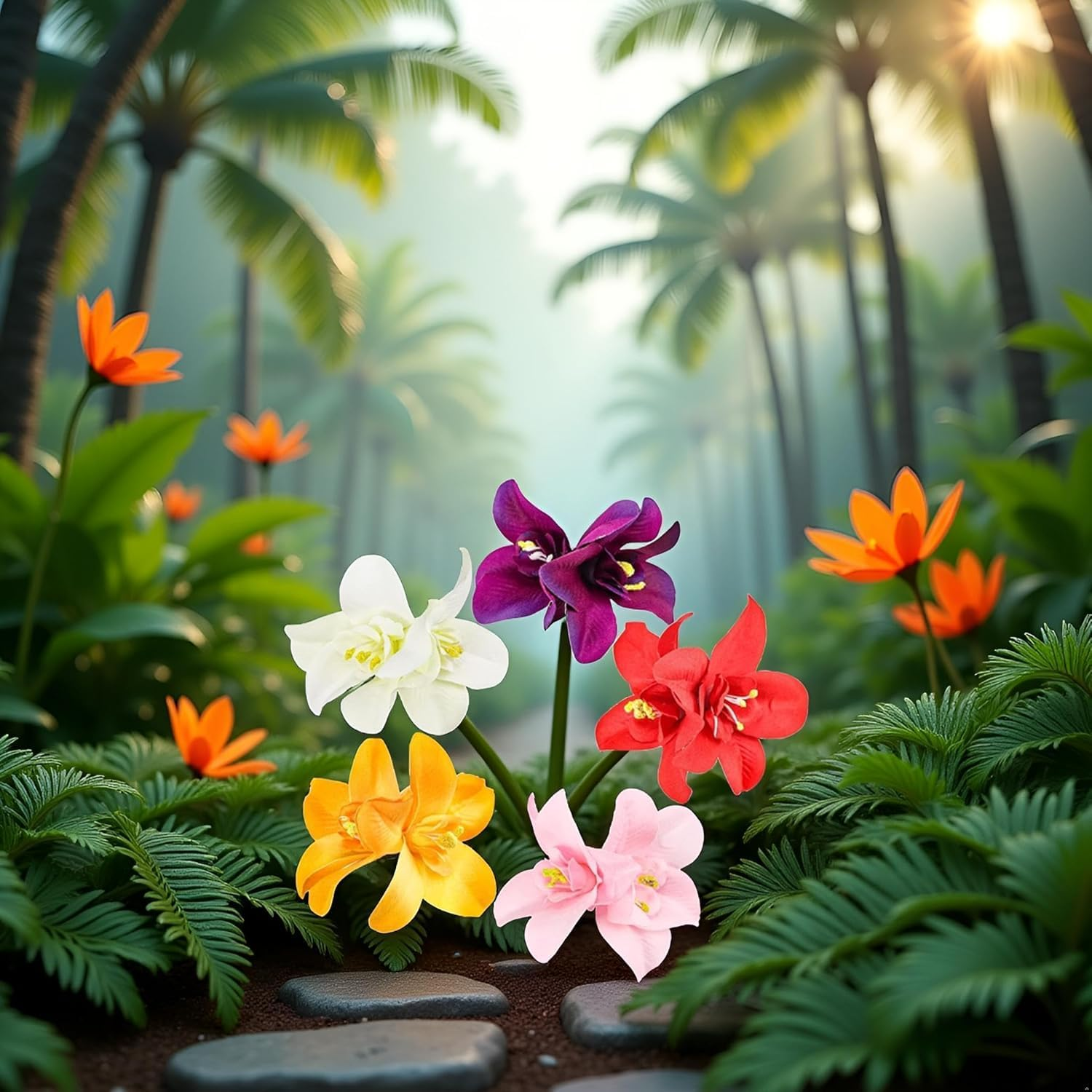 Colorful Artificial Bohemian Hawaiian Hibiscus Plumeria Flower Hair Clips and Barrettes - Seaside Holiday Bridal Hair Accessories image number 5