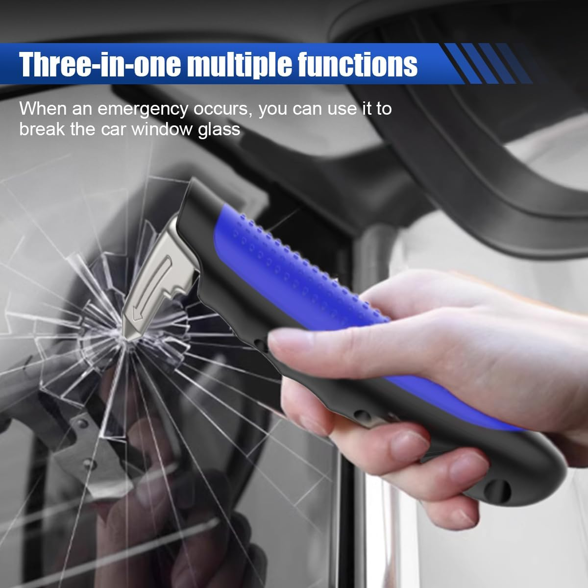 Car Handle Assist, Multifunction Auto Door Assist Handle, Car Door Assist Support Handle for Elderly and Handicapped, Window Breaker Emergency Tool, Grab Bar Handle (Blue 2 PCS) image number 4
