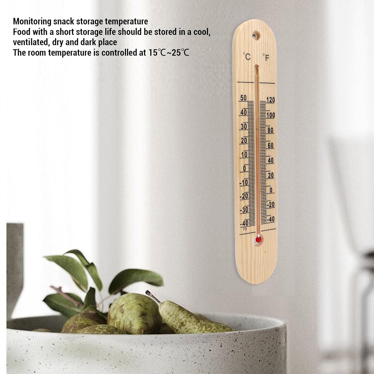 Indoor Outdoor Thermometer, Decorative Wooden Wall Thermometer with Double Scales Fahrenheit (℉) and Celsius (℃), Wall Temperature Gauge for Patio Garden Greenhouse image number 3