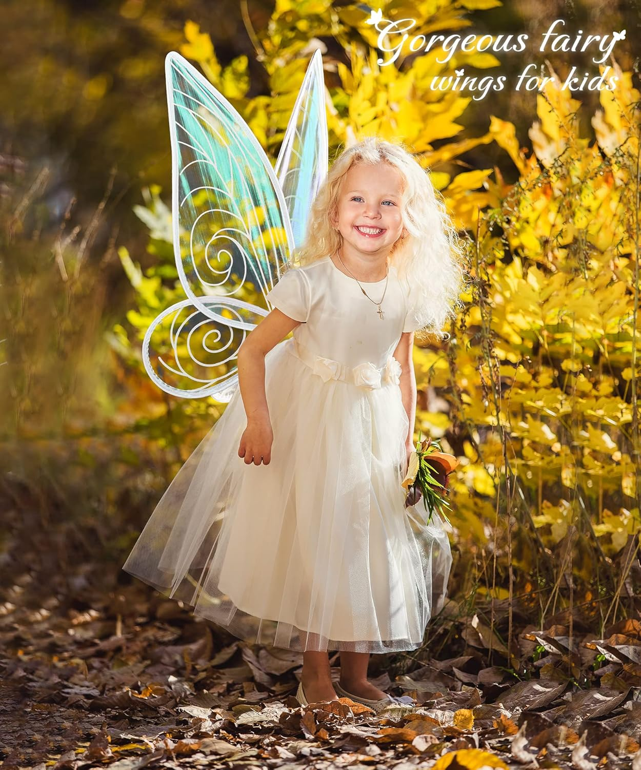 White Fairy Wings, Butterfly Fairy Wings Sparkling Sheer Wings for Adults Birthday Halloween Costume Dress up for Kids Girls Women image number 4