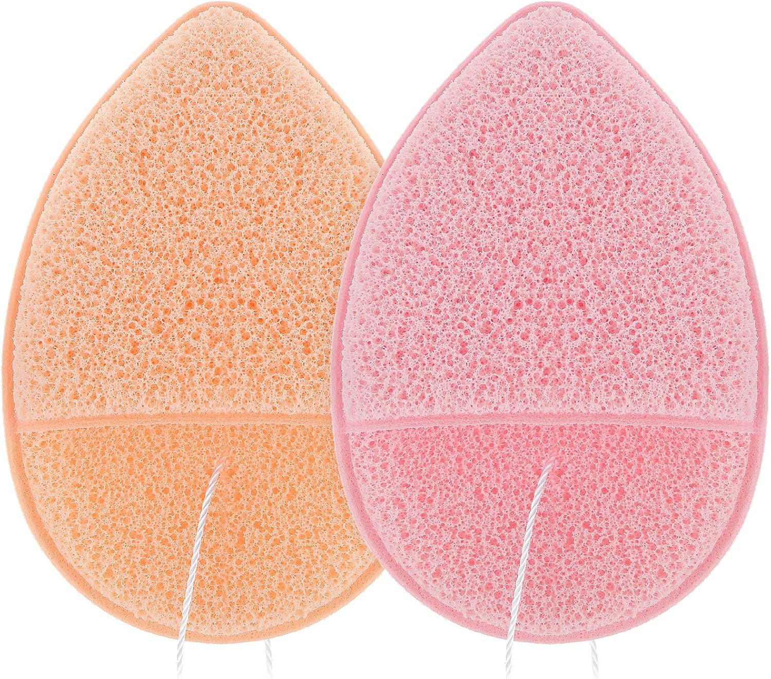 2 PCS Facial Sponge Konjac Glove Bath Sponge Gentle Exfoliating Pads Wash Reusable Puff for Daily Face Deep Pore Cleansing Blackheads Dead Skin, Makeup Remover (Gray, Green)