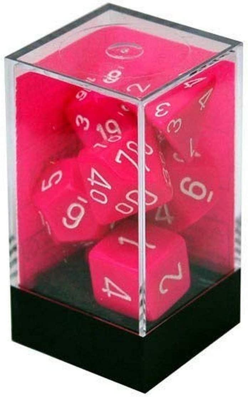 Chessex Opaque Polyhedral Pink/White 7-Die Set Dice