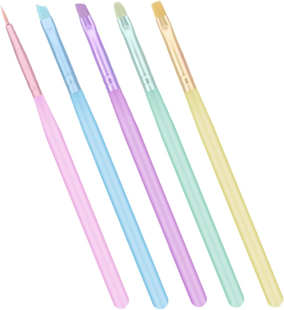 MOTHNUR 5Pcs Nail Art Brush Set Compact Nail Painting Tools for Designs and Lightweight for Creative Manicure For image number 4