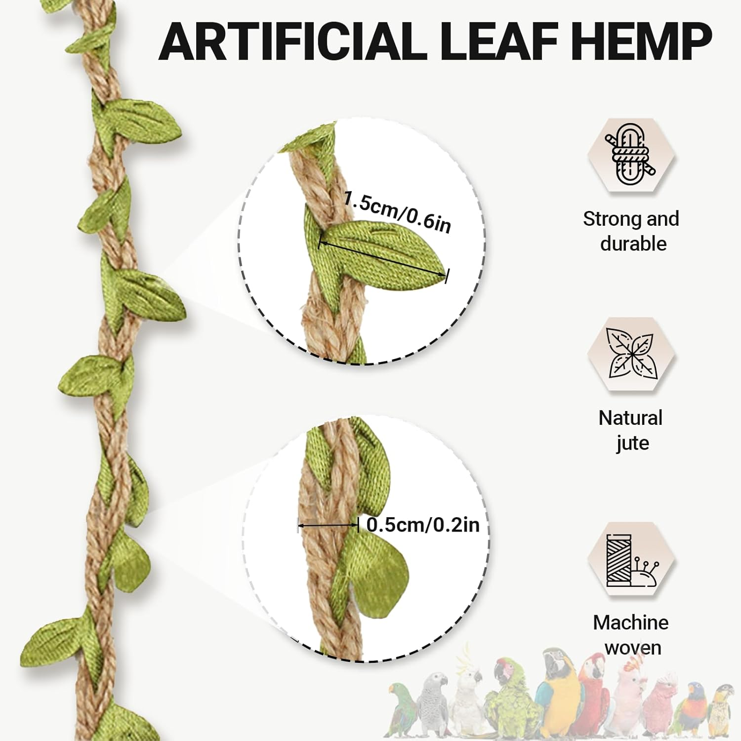 JOWILIN Wood Birds Cage Swing, Bird Perch Stand with Metal Hooks, Parrot Rope Swing Hanging Toy, Bird Chewing Toy, Training Stand Holder for Budgie Conure Finches, Cockatiel, Lovebird image number 6