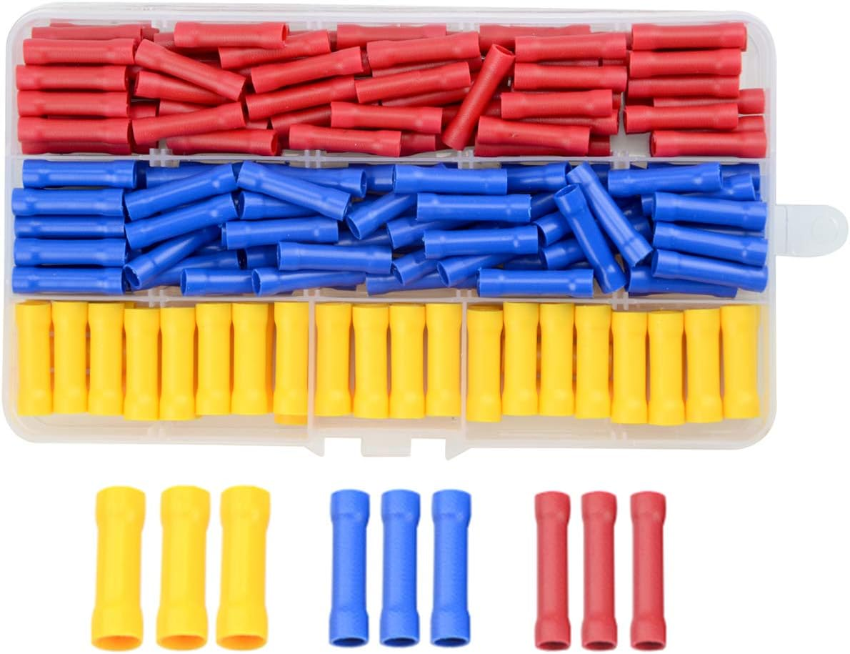 WMYCONGCONG 400 PCS Insulated Straight Wire Butt Splice Terminals Electrical Crimp Connector Assortment Kit image number 5