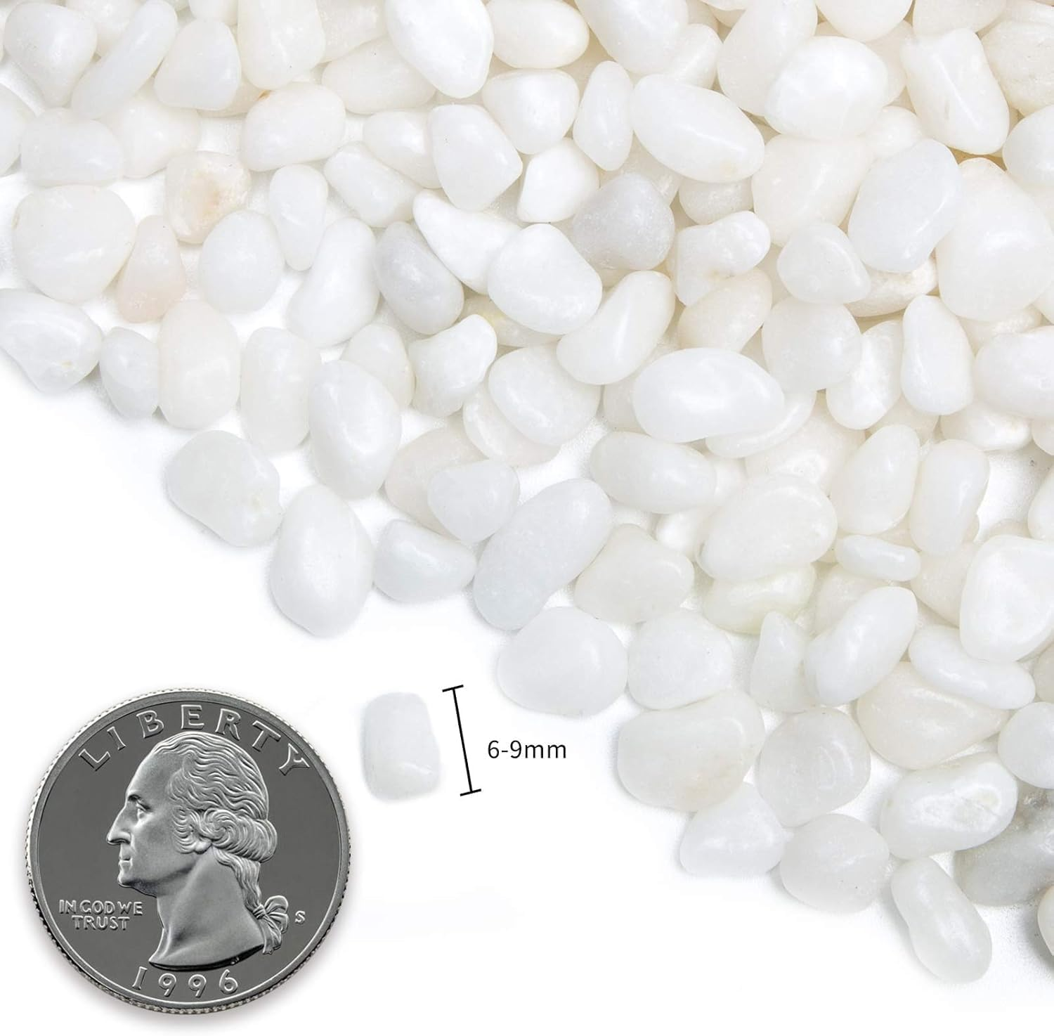 Natural Polished Decorative White Pebbles - Small Stones 3/8" Gravel Size,River Rocks Pebbles for Plants, Home DIY Decor,Aquarium Gravel,Vase Fillers,Fairy Garden,Landscaping Outdoor Stones. image number 1