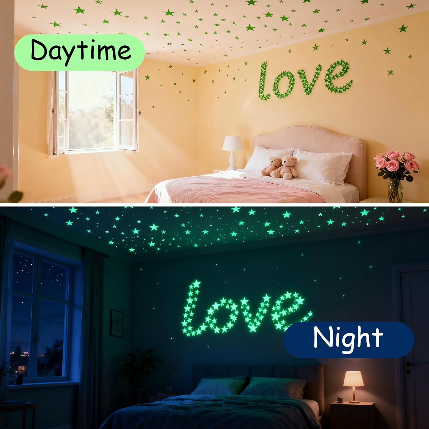 Glow in the Dark Stars and Planets 633 Pcs, Self-Adhesive Galaxy Wall Decals for Ceiling, 3D Realistic Star Stickers for Kids Bedroom Nursery, Solar System Space Decor image number 5