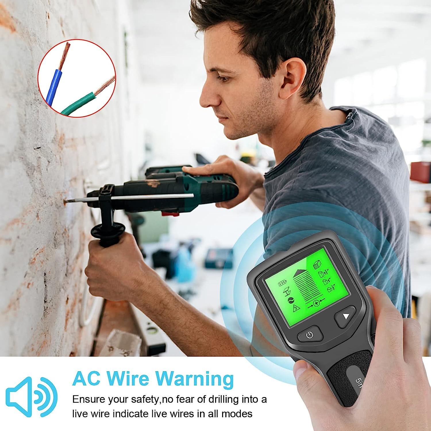 Domary Stud Finder Wall Scanner - 5 in 1 Electronic Stud Detector with LCD Display, Wood AC Wire Metal Studs Detection image number 1