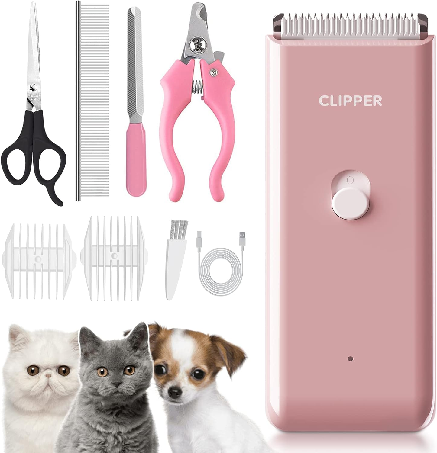 ENSSU Dog Grooming Kit Dog Clippers Set for Thick/Heavy Hairs,Waterproof Cat Clippers Rechargeable Pet Shavers Trimmer Set for Puppy, Rabbits, Cats,Green