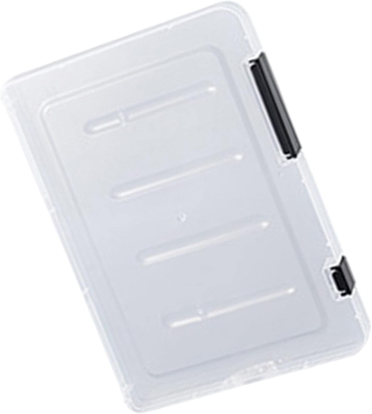 F Fityle Portable File Box Transparent Plastic Box Office Supplies Holder Document Paper Protector Desk Paper Organizers Case - A5 Thin Black image number 4