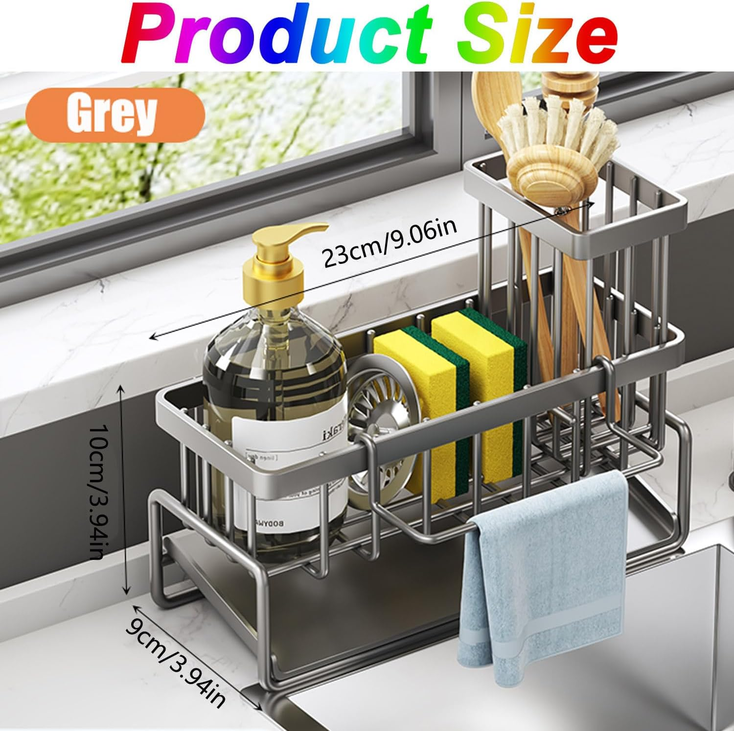 Stainless Steel Sink Organizer with Removable Storage, Drain Pan and Pipe for Kitchen and Bathroom (Gray) image number 6