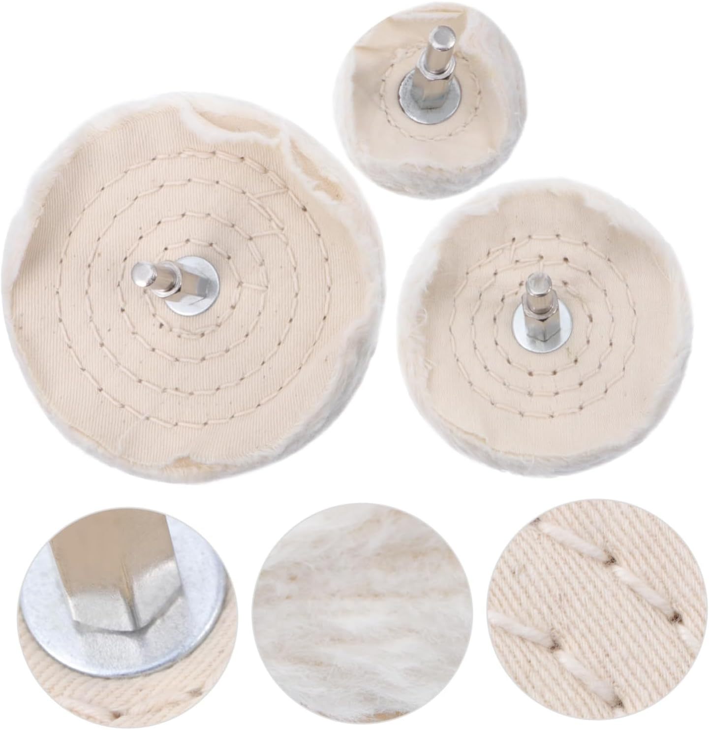 SOESFOUFU Polishing Wheel Set Buffing Mop Kit 3Pcs T-Handle Cotton Polishing Pad Sturdy Soft Buffing Wheel and Waxing with Drill Compatibility image number 3