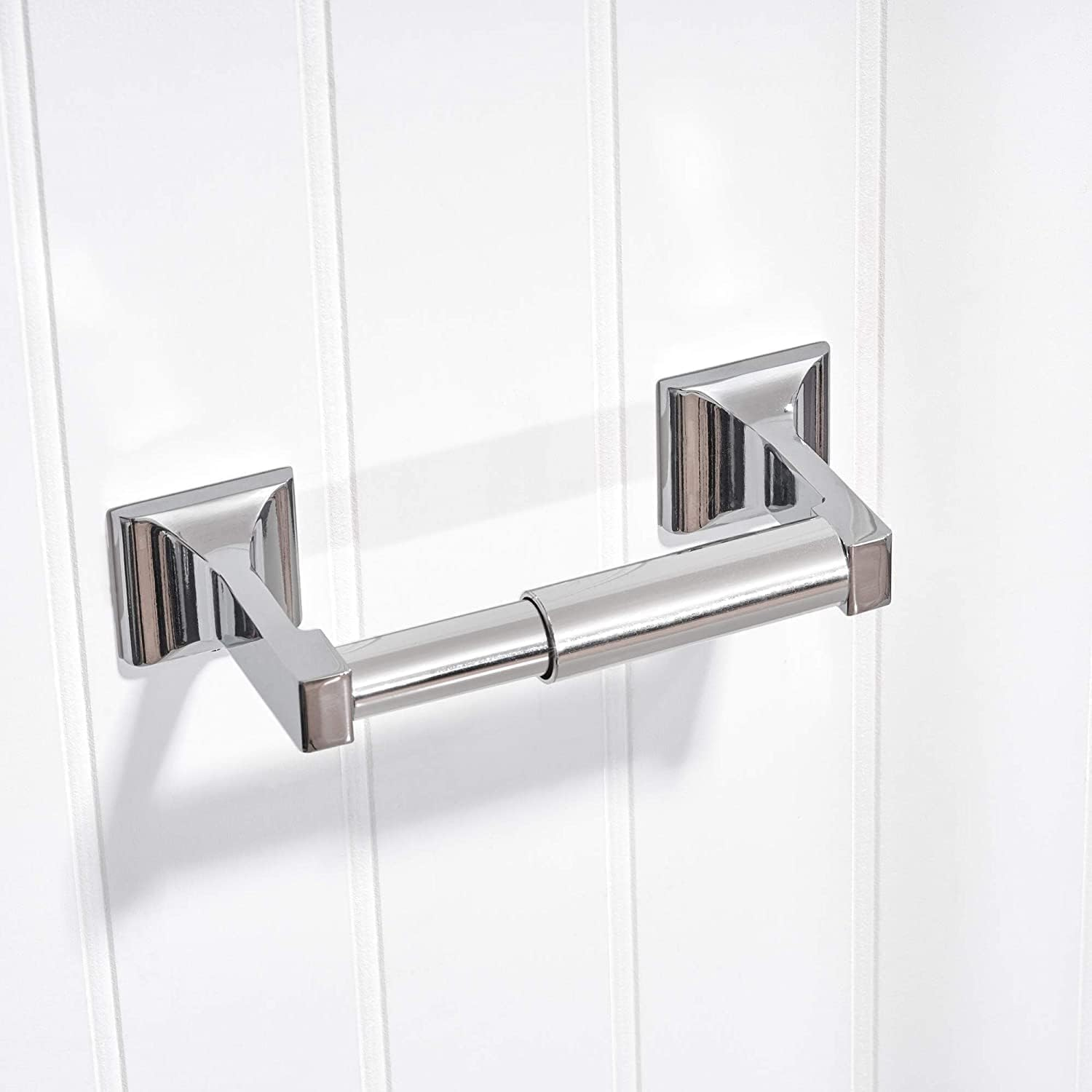 Tuoxinem 2 Pieces Universal Plastic Spring Loaded Toilet Paper Holder Roller Replacement, Chrome (Silver)