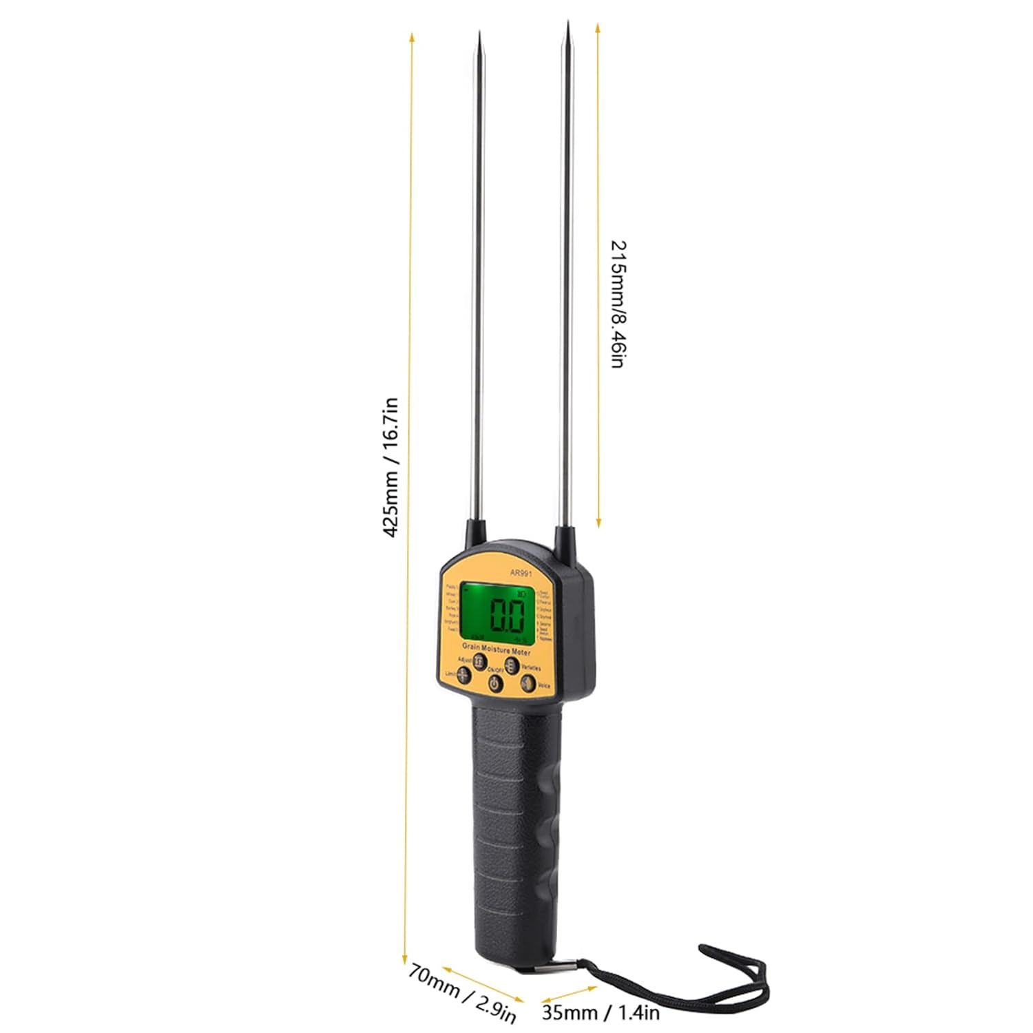 AR991 Digital Meter LCD Backlight Rod Probe Humidity Tester for Wheat Corn Rice Peanut Soybean and More image number 1