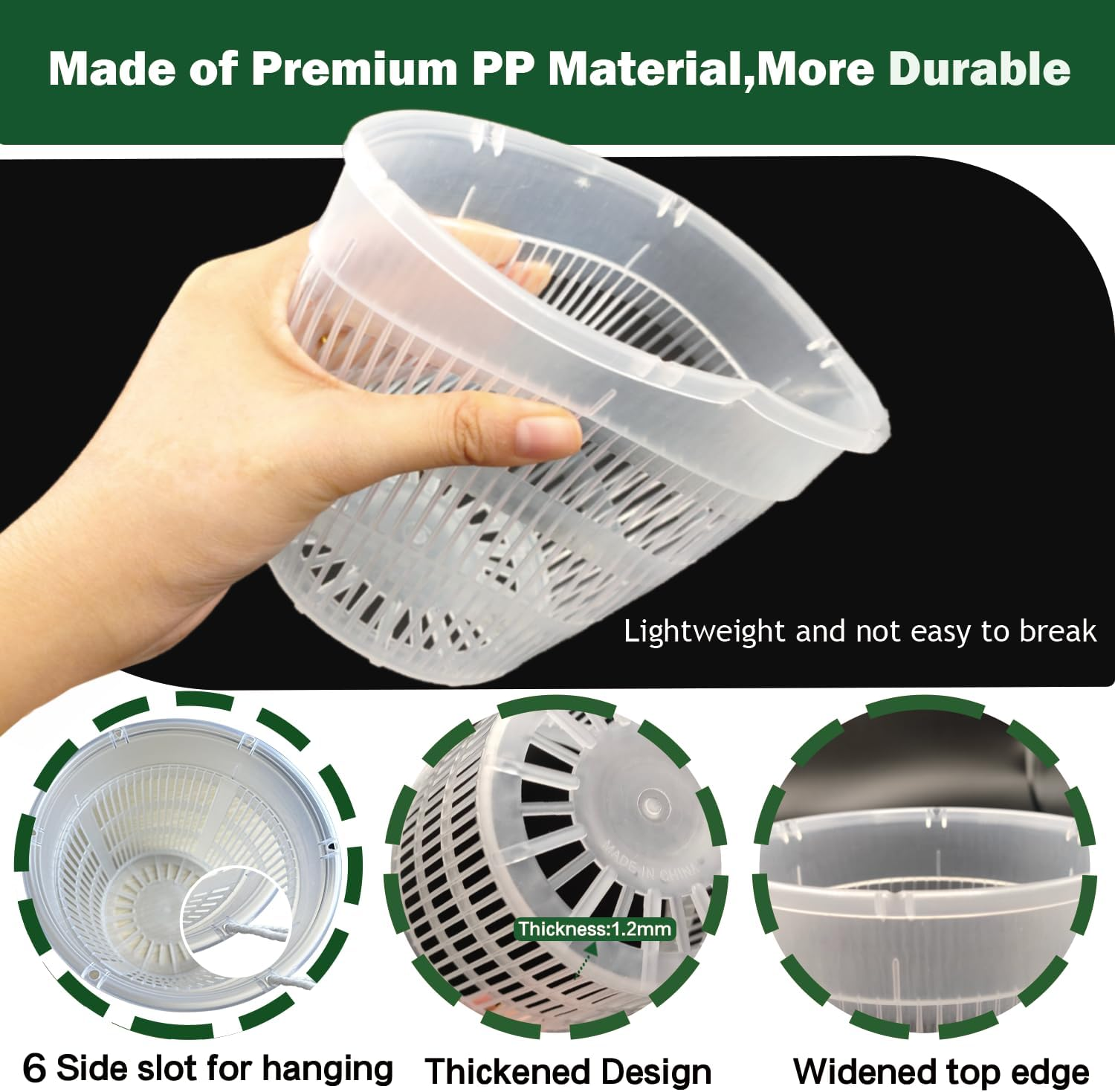 12 Pack Orchid Pot with Saucers, 4 Each of 4.5In, 5.5In and 6.3In Orchid Pots for Repotting, Clear Orchid Pots with Holes, Plastic Flower Plant Pot image number 4