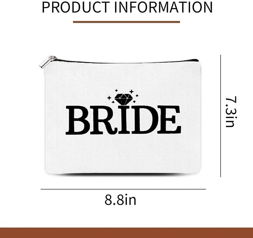 Bride Makeup Bag for Wedding Bachelorette Party Bridal Shower Gifts Bride to Be Cosmetic Purse Travel Toiletry Bag for Women Brides Bridesmaid Wedding Engagement Gift image number 3