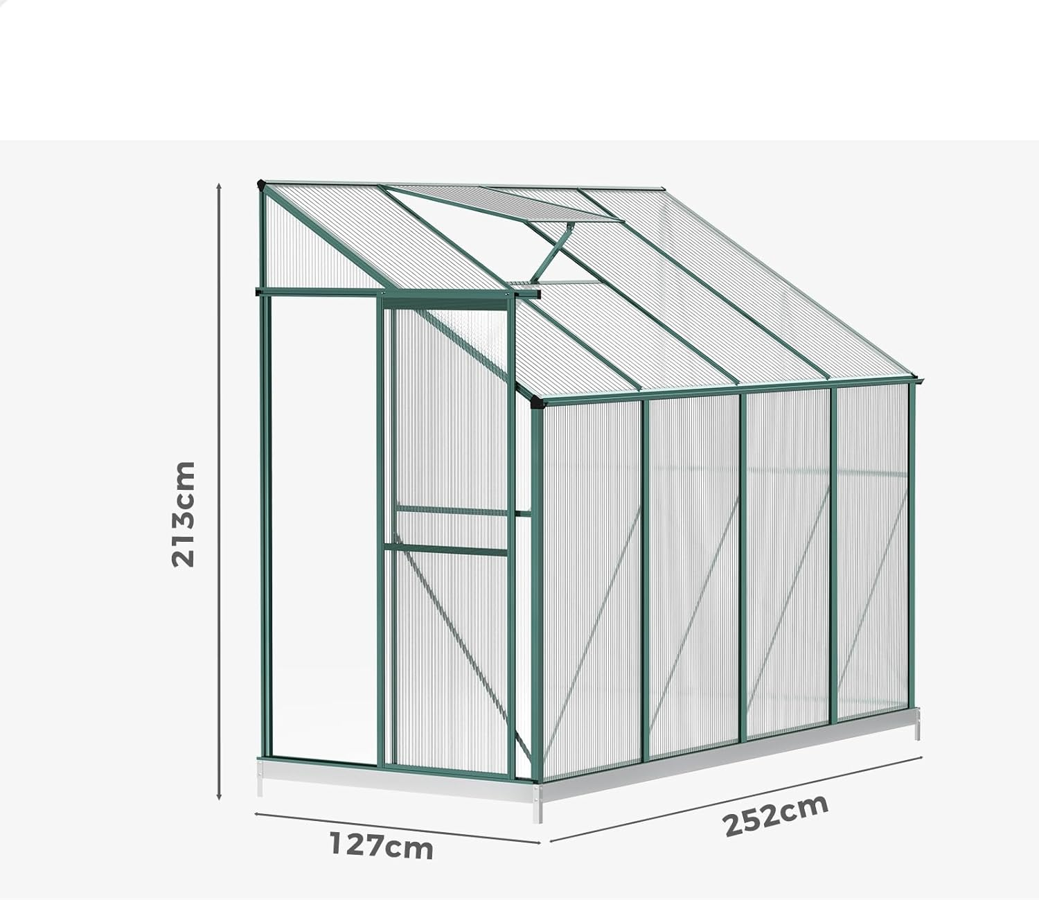 ALFORDSON Greenhouse Garden Transparent Shed with Sliding Door, Walk-In Tunnel Green House with Adjustable Roof Vent, Aluminium Steel Frame Grow Tent for Gardening Plant Flowers, 252X127X218Mm