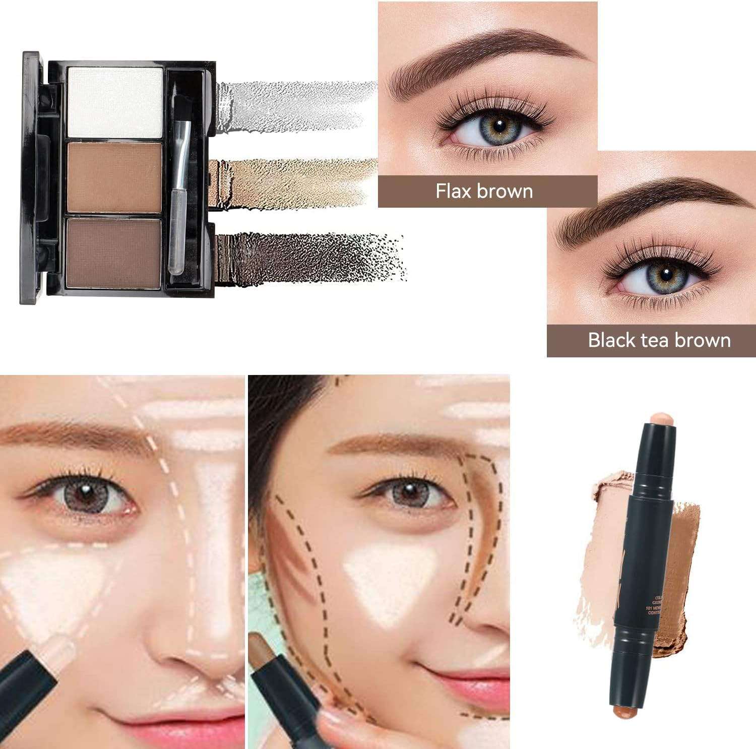 KARUIZI All in One Makeup Gift Set for Women Full Kit For2X14-Color Eyeshadow Palettes,5Xlipgloss Sets,Mascara,Eyeliner,Eyebrowpowder,Eyebrow Pencil, Foundation, Highlighter Stick Etc image number 5