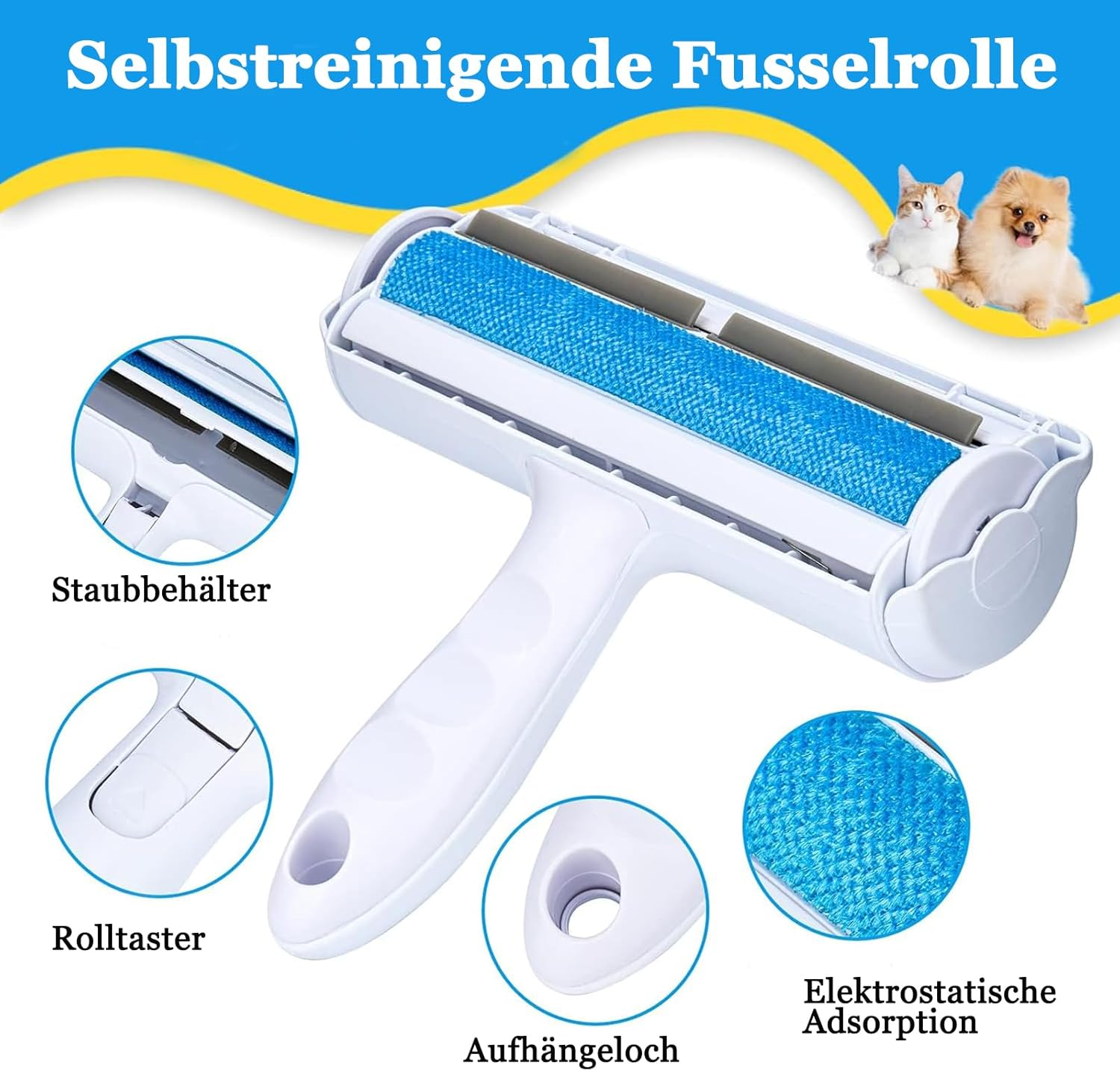 Heeyoo Lint Roller for Pet Hair, Pet Hair Remover for Pet Hair and Cat Hair, Reusable for Sofa, Bed, Carpet, Scratching Post image number 4