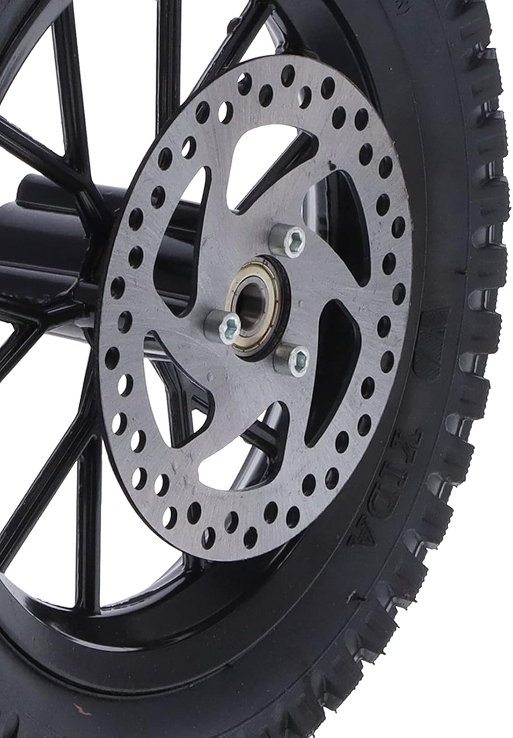 Front Wheel Assembly, Rubber and Metal Tire 12.5X2.75In Disc Brake Sprocket Bolts Fit for 47Cc 2 Stroke Mini Dirt Bike(Black) image number 6
