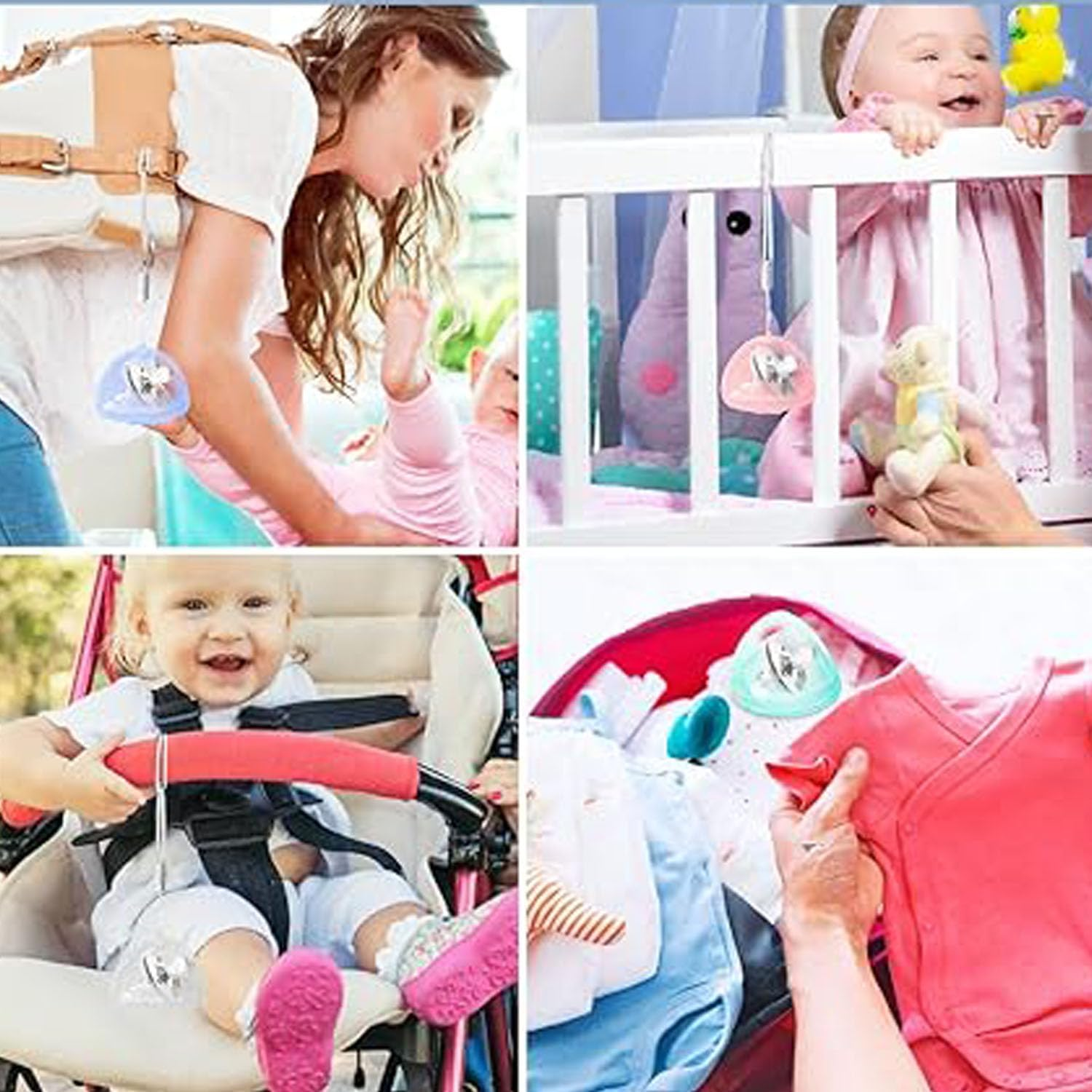 Mtxorvix Pacifier Case, Universal Accessories Holders, Transparent Pacifier Case with String, 4 Colors Dummy Holder Case Soother Pod, Bpa-Free Nipple Shield Case for Infant, Travel, Home(8 Pack) image number 4