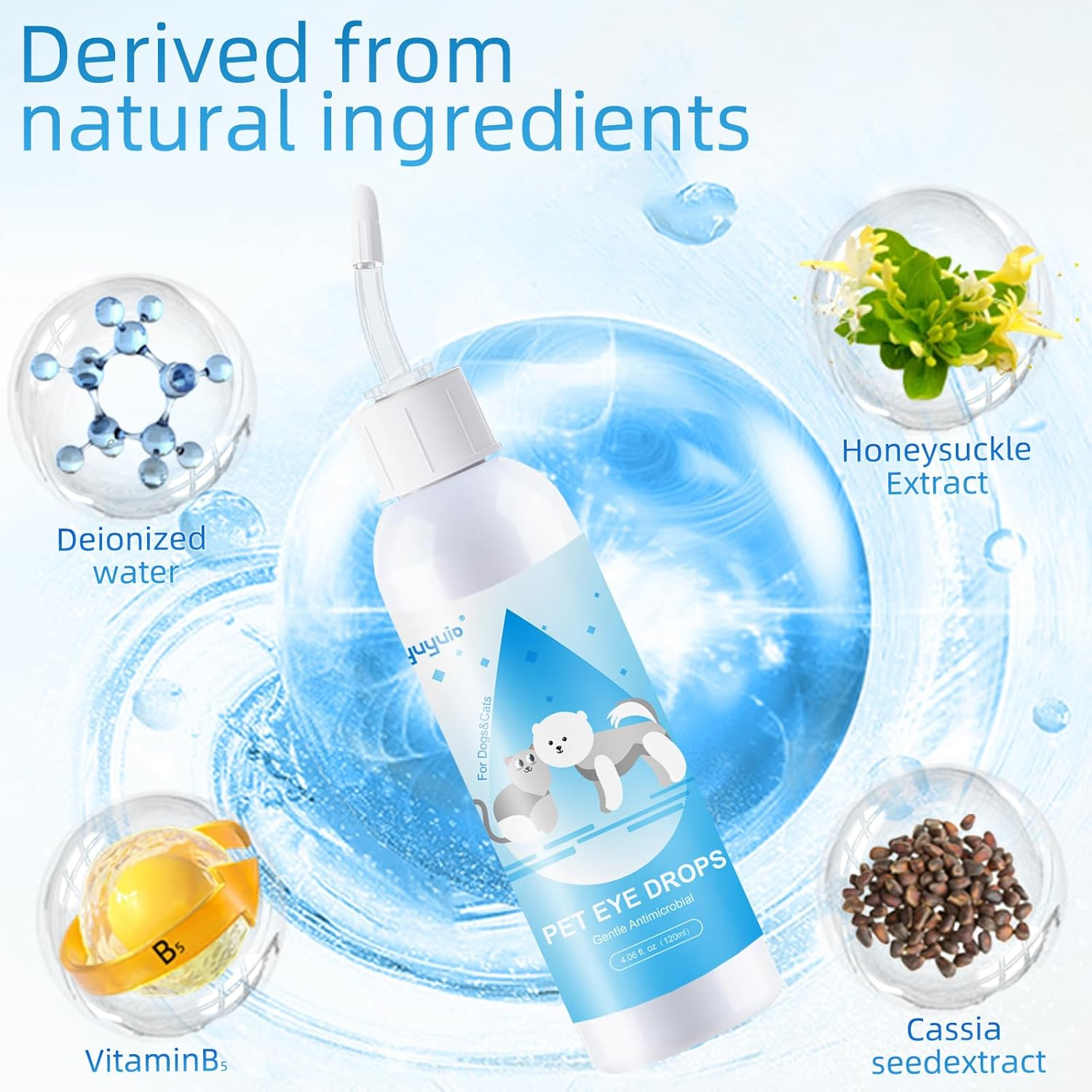 Pet Eye Drops for Dogs and Cats to Soothe Eyes Irritation & Infection Allergy,Relieve Dogs Cats Dry Eyes Pink Eyes,Pet Tear Stain Cleaner,Safe & Gentle Formula for All Animals