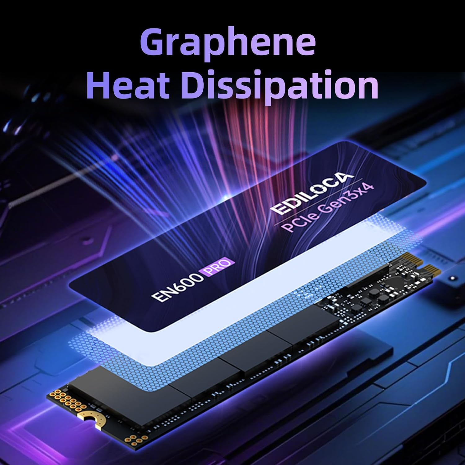 EN600 PRO SSD 256GB Pcle 3.0X4, Nvme M.2 2280, up to 2800Mb/S, Internal Solid State Drive, SLC Cache 3D NAND TLC, Graphene Cooling Sticker, Storage for PC, Desktop and Laptops image number 6