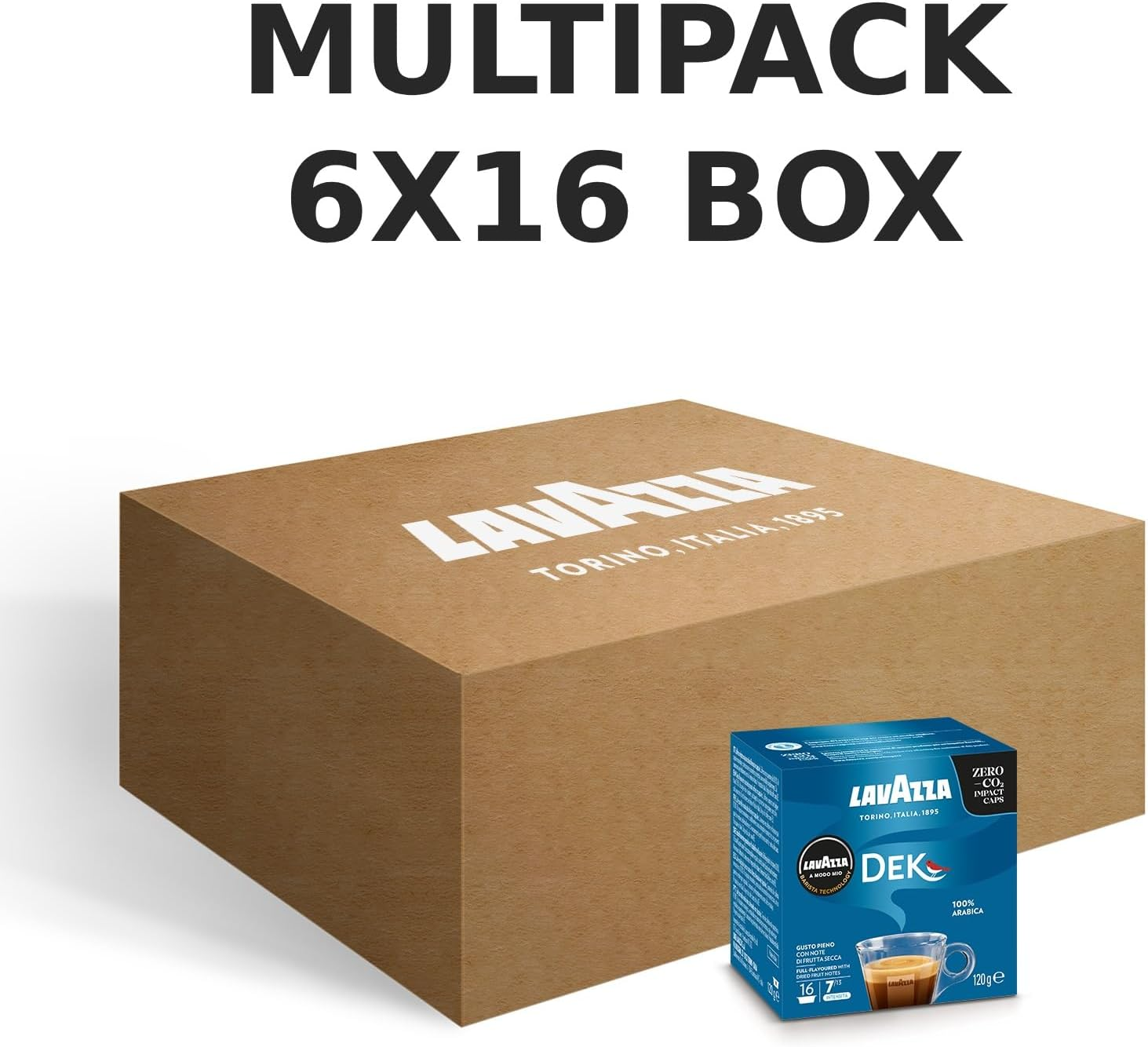 Lavazza, a Modo Mio Dek Cremoso, 96 Coffee Pods, Decaffeinated Coffee Pods Espresso, 100% Arabica, Full and Balanced Taste, Intensity 7/10, Medium Roasting, 6 Packs of 16 Coffee Pods image number 3