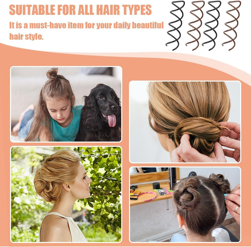 TRKETK Pack of 30 Spiral Hair Clips Spiral Pin Metal Bun Hairpin Spin Clip Spiral Pin for Hair Styling Twist Hair Clips Rounded Hair Clips for DIY Hair Style Girls and Women image number 3