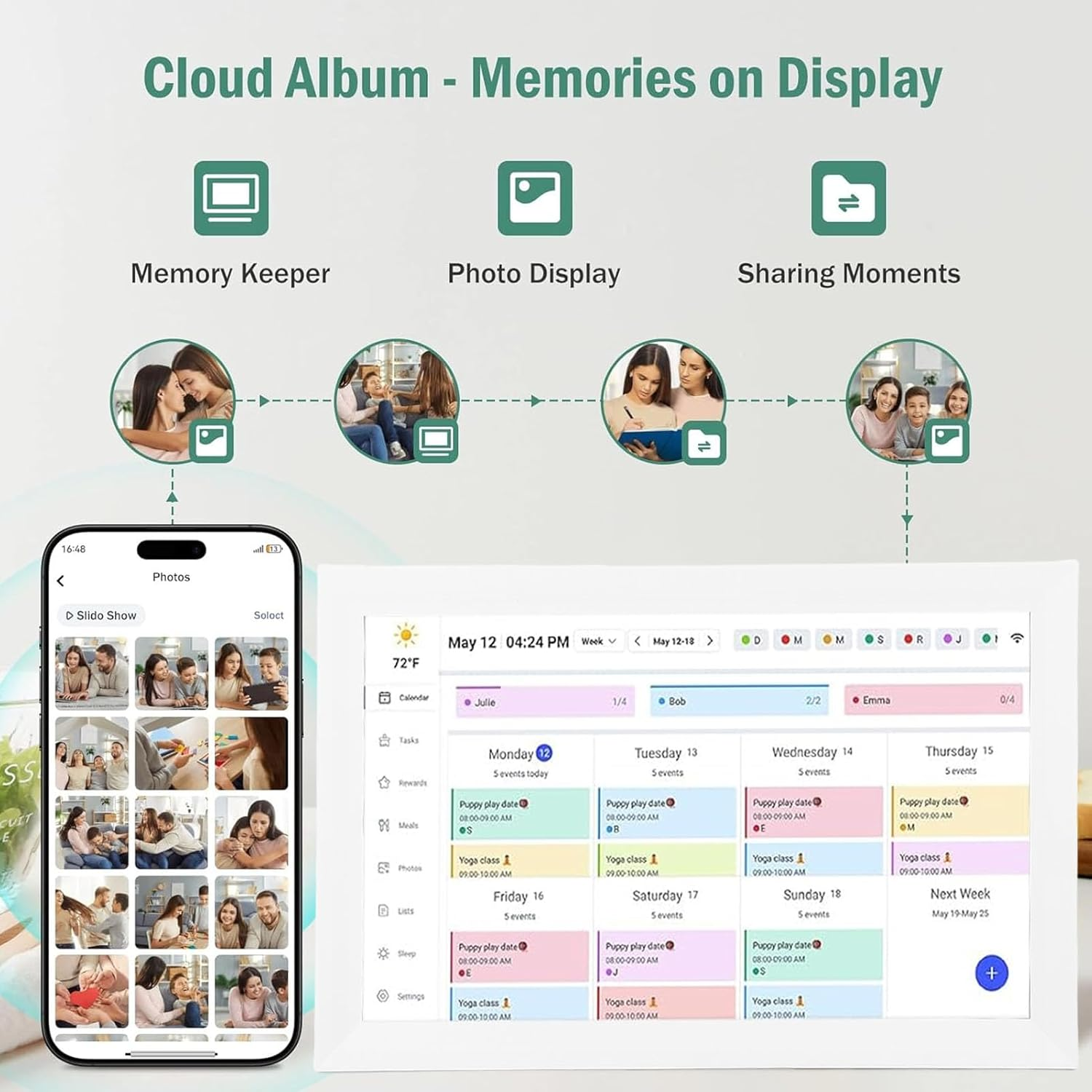 15.6 Inch Digital Calendar, Electronic Planner & Chore Chart, 1920 * 1080P Full HD Smart Touchscreen Interactive Display for Family Organizer Schedules, Desk & Wall Mount (AU) image number 1