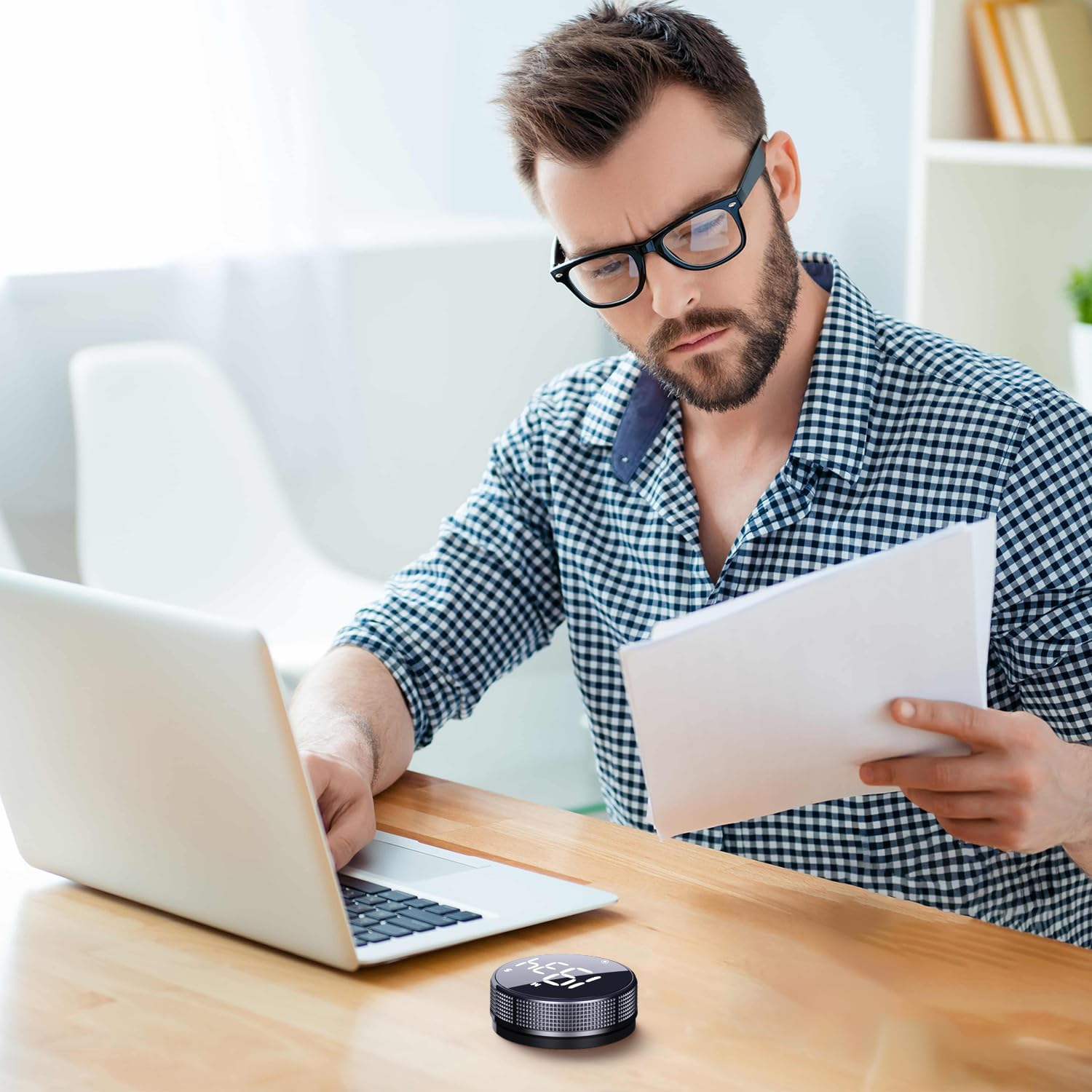 Bluesnail Kitchen Timer with LED Digital Display Smart Efficana for Home Classroom Gym Office, Volume and Brightness Adjustable Productivity Timer (Silvery) - All Black image number 2