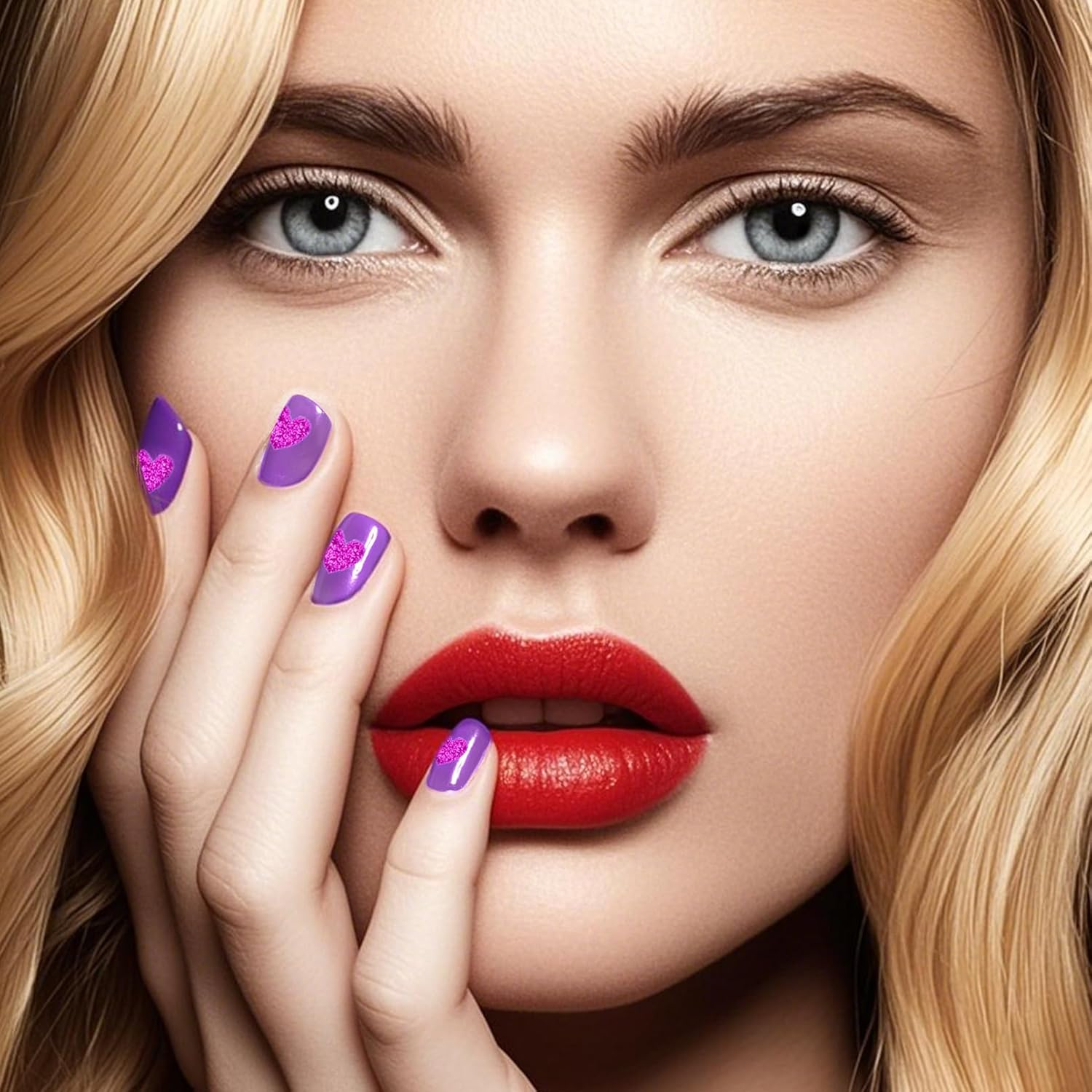 10 Pack Heart Stickers Set Glitter Heart Stickers for Women Girls Kids for Nail Art, Scrapbooking Crafts, 7Colors image number 4