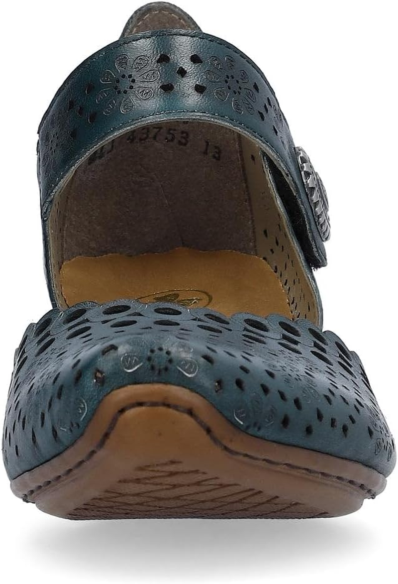 Rieker 43753 Mirjam Women'S Mary Jane Heels - Low-Heel Leather Shoes with Adjustable Ankle Strap & Laser-Cut Design - Comfortable Women&rsquo;S Heels for Casual & Dressy Wear image number 4