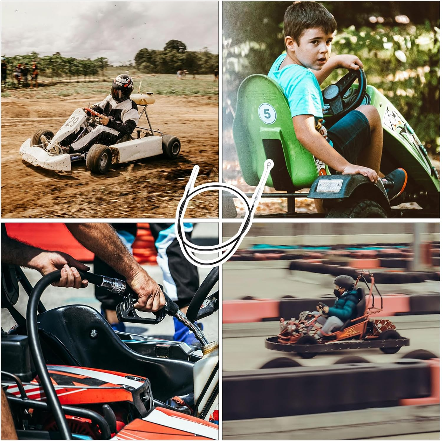 NQEUEPN 71 Inch Go Kart Throttle Cable Kit, Universal Go Cart Brake Cable with Cable Ends Compatible with Predator 212Cc Engine GX160 GX200 196Cc 8252-1390 Go Cart Accelerator Parts image number 1