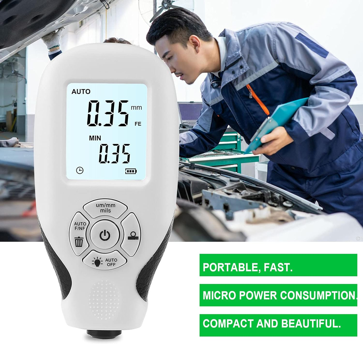 Paint Thickness Tester Car Coating Film Thickness Gauge 0~2000Um Digital Coating Meter with LCD Display Automotive Paint Films Tester image number 2