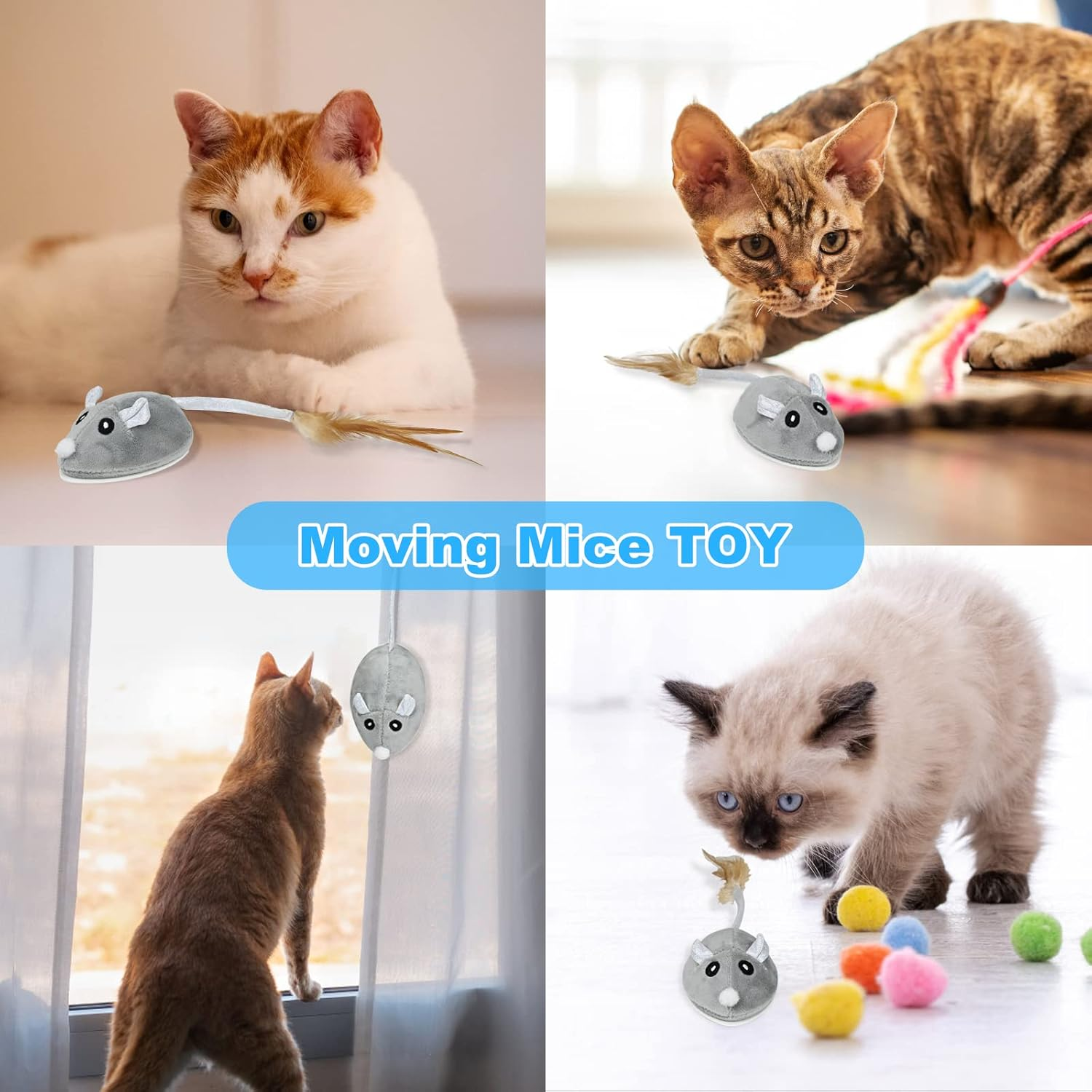 FORMIZON Cat Toy Electric Toy Mouse, Cat Toy Mice, Electronic Mouse, Plush Toy Mouse for Cat, with USB Cable, Interactive Toy Mouse for Cat Run and against Boredom image number 4