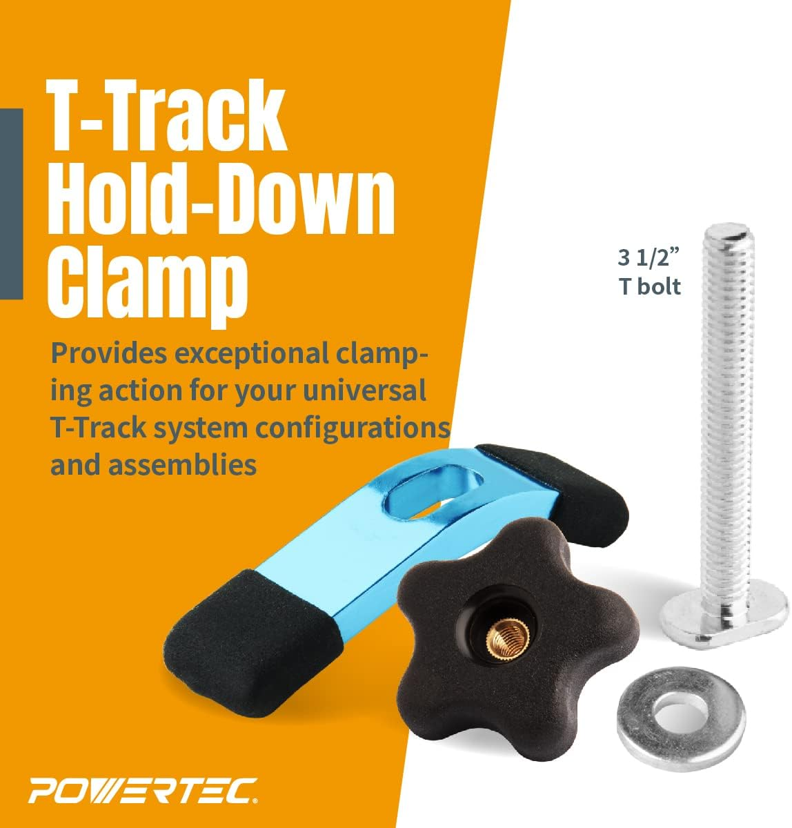 POWERTEC 71082 T-Track Mini Hold-Down Clamp, 3-5/8" L X 3/4" W image number 5