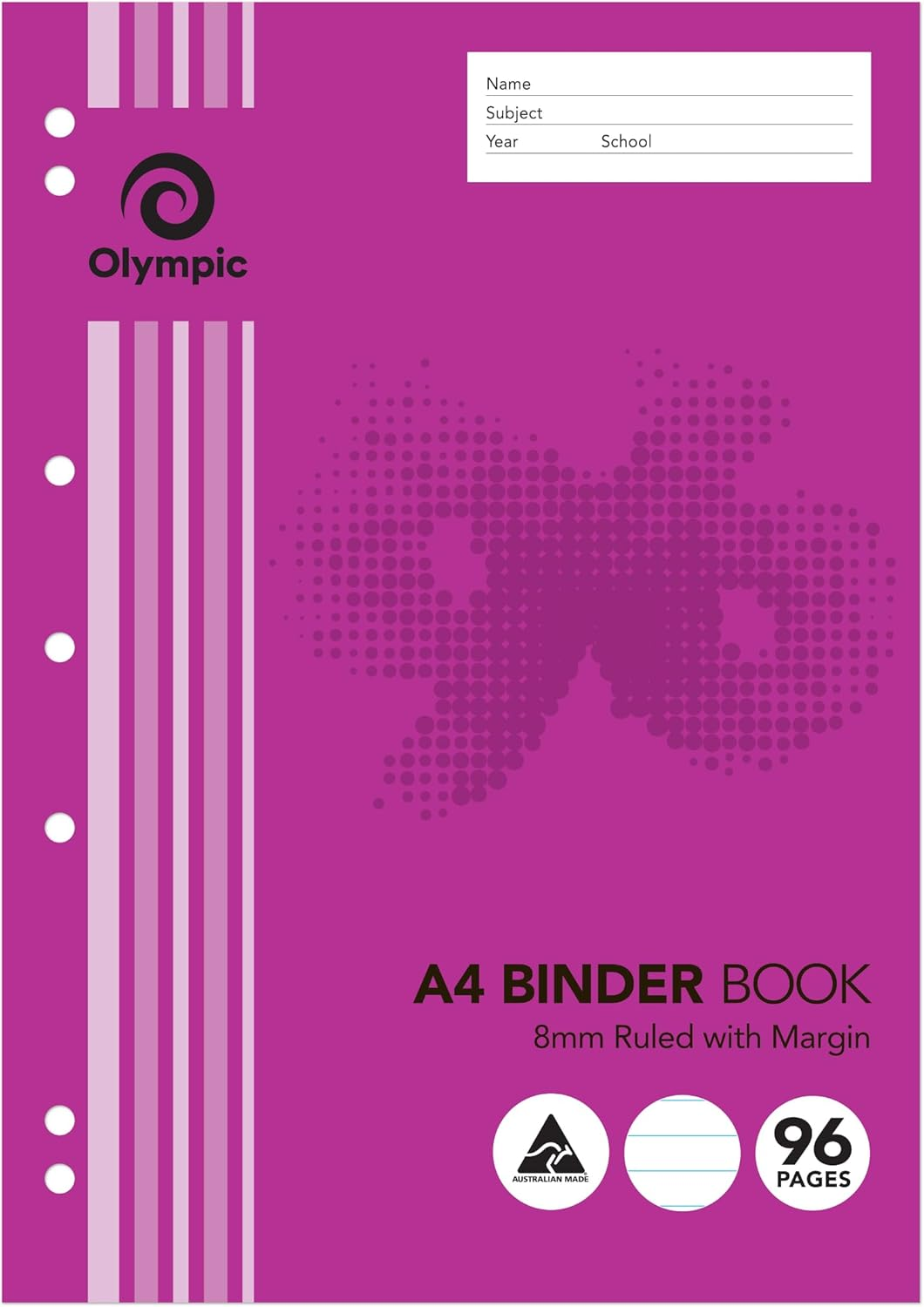 Olympic, Binder Book A4, 96 Pages, 8Mm Ruled with Red Margin, Durable Cardboard Cover image number 4