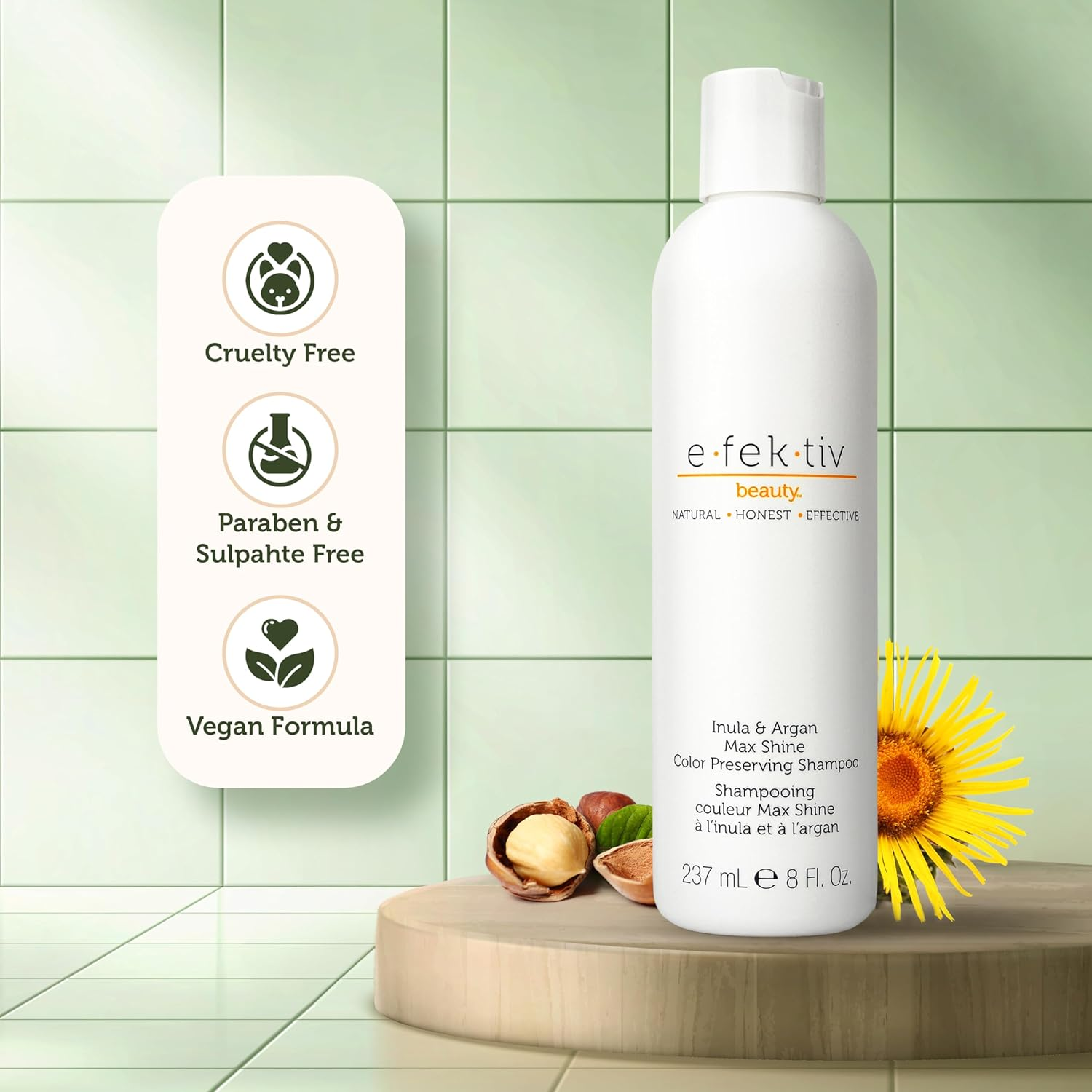 E.Fek.Tiv Beauty Inula plus Argan Max Shine Color Preserving Shampoo - Shampoo for Color-Treated Hair - Protect Enhace Hair Color - Color Safe - Sulfate-Free - Vegan - Clean Formula - Unisex - 8 Oz image number 6