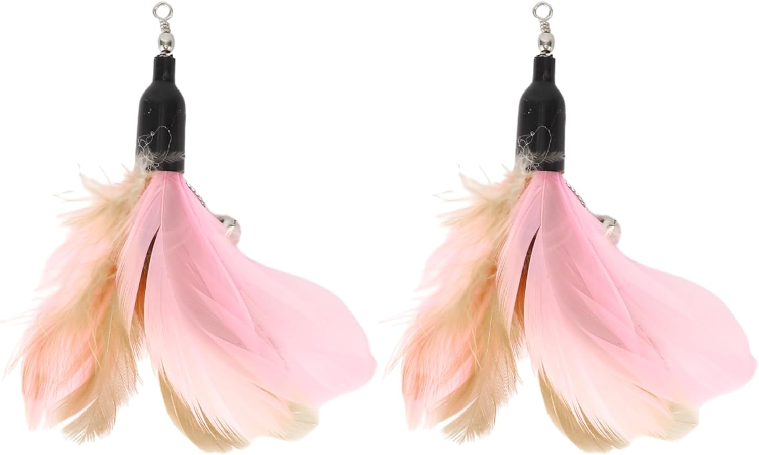 CAPASTEC Pack of 2 Feather Cat Wand Replacement for Pet Interactive, Pink/Brown image number 4