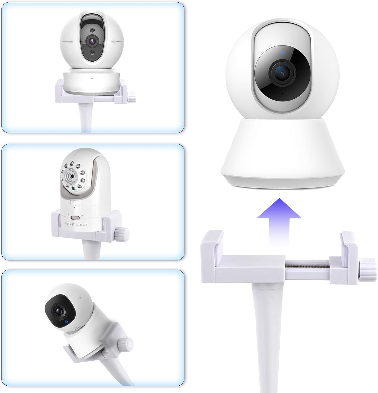 Baby Monitor Mount Camera Shelf Compatible with Infant Optics DXR 8 & DXR-8 Pro and Most Other Baby Monitors,Universal Baby Camera Holder with a 1/4&rdquo;Threaded Connection,Attaches to Crib Cot Shelves image number 6