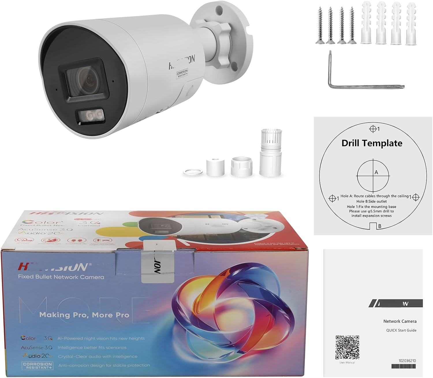 Ⲏikvision DS-2CD2087G3-LI2UY 8MP Smart Hybrid Light Outdoor Bullet Security Camera with Built-In Arrayed Dual-Microphon, 24/7 Color Imaging, AI Person/Vehicle Detection, 512GB SD Slot, 2.8Mm Lens image number 5