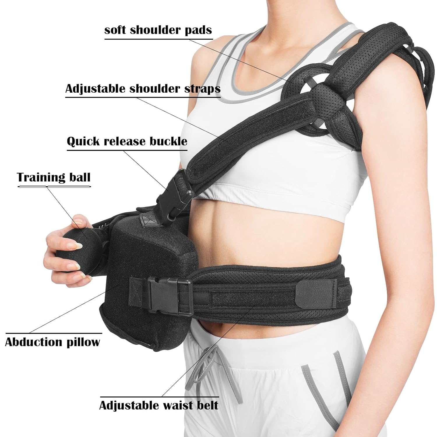 Shoulder Sling with Abduction Pillow, Shoulder Sling Immobilizer for Rotator Cuff, Sublexion, Surgery, Dislocated and Broken Arm, Arm Sling Shoulder Immobilizer with Pillow (Right)