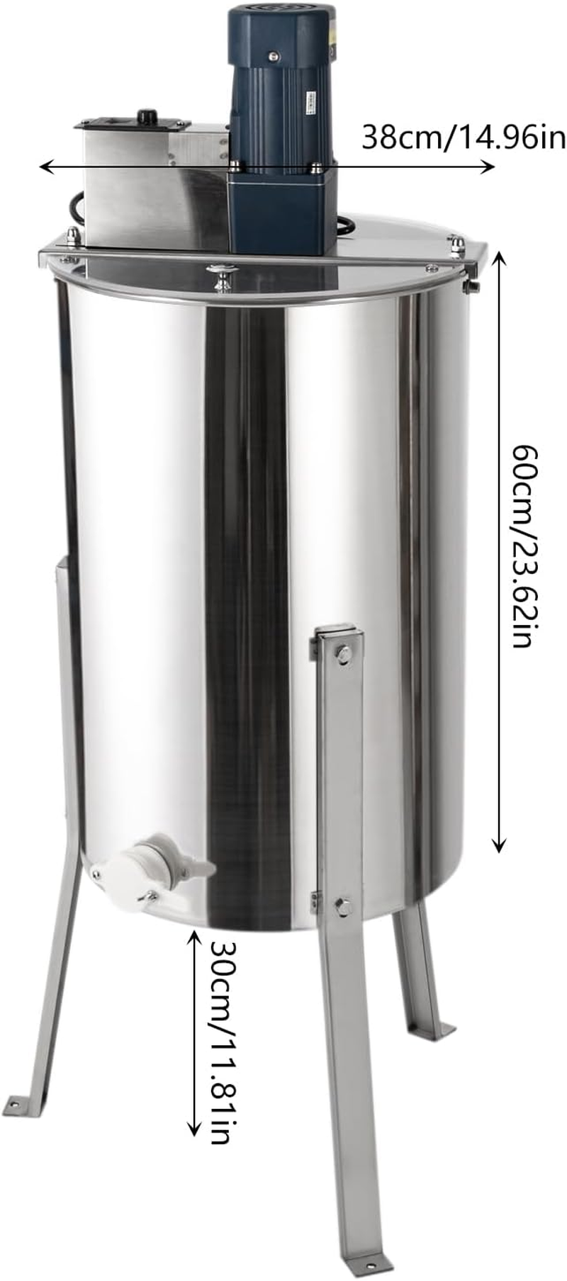 Electric Honey Extractor, 3 Frames Honey Spinner Extractor with Stand, Stainless Steel Bee Separator Extractor, Honeycomb Drum Apiary Centrifuge Equipment for Honey Beekeeper, 140W Motor image number 2