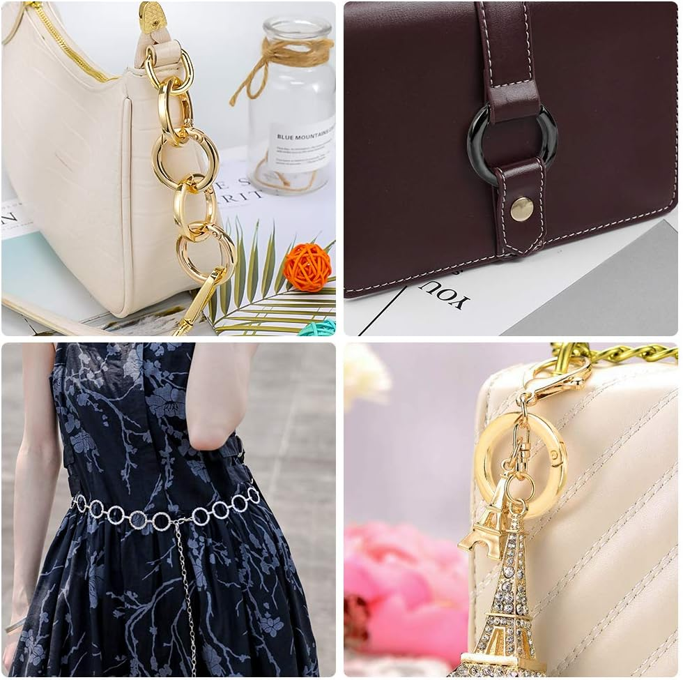 Hysagtek Spring O Rings, 16 Pcs round Spring Snap Clip Hook 35Mm round Carabiner Clips Trigger Heavy Duty Keyring Buckle for Bags Purses Key Chains Crafts, 4 Colors image number 6