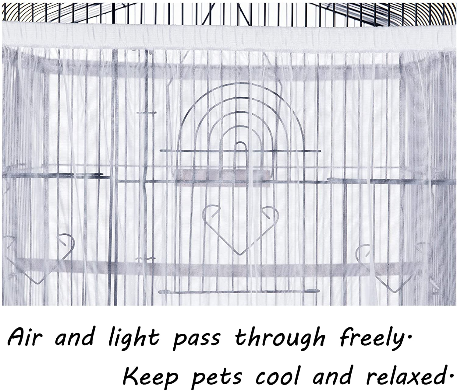 Tamu Style Bird Cage Seed Catcher, Large, Stretchy Form Fitting Mesh Skirt Cover for Parrot Enclosures, Light and Breathable Fabric, Prevent Scatter and Mess, Reusable, Adjustable, Lightweight, White - White image number 2