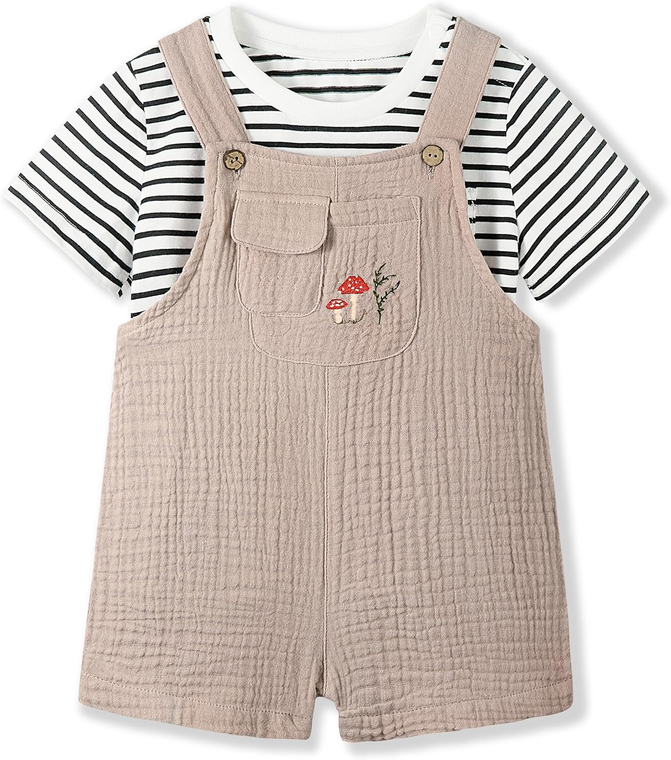 Volunboy Baby Boys Summer Clothes Stripe T-Shirt Shortall Set Toddler Short Overalls Cotton Unisex Jumpsuits