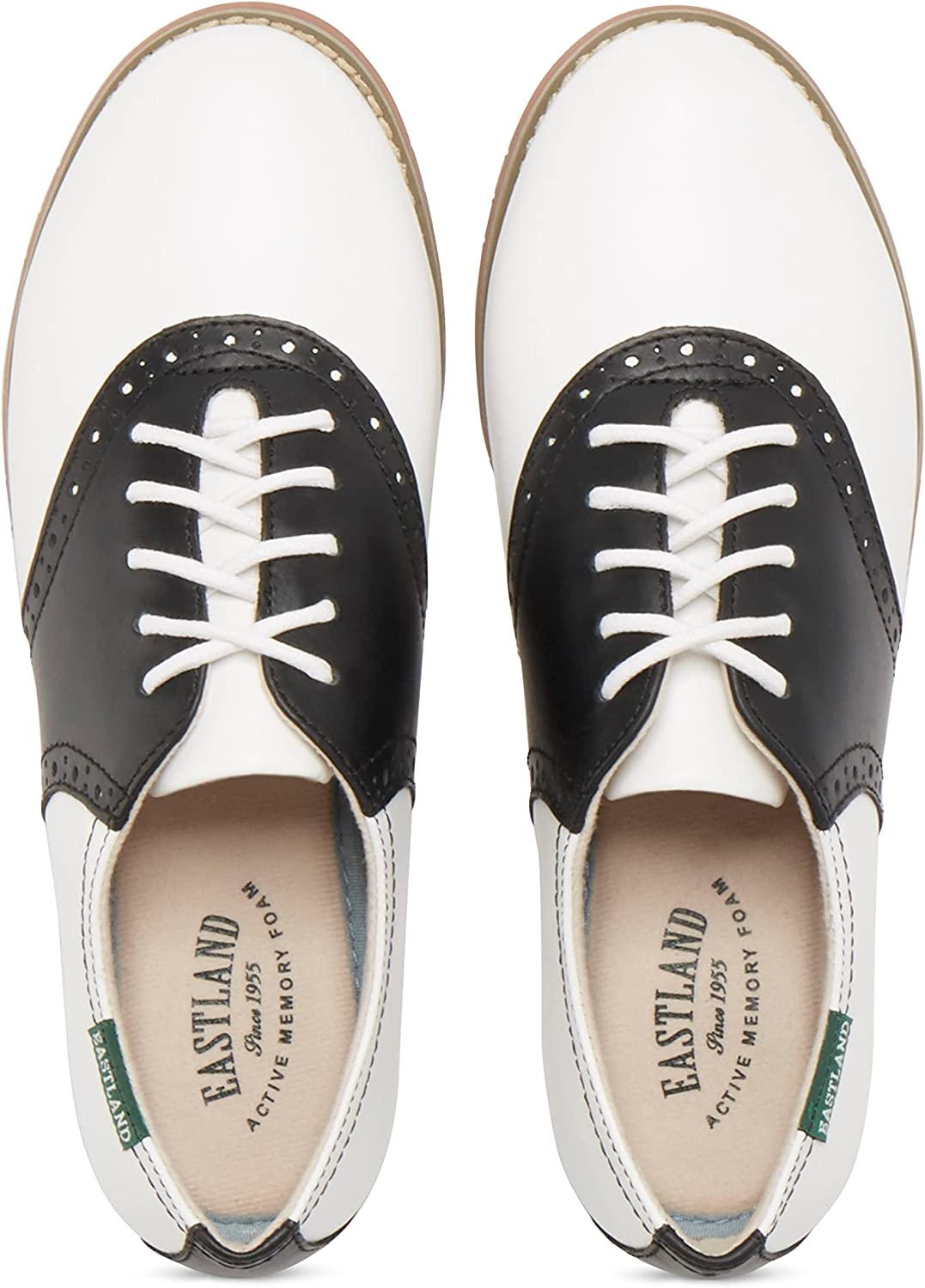 Eastland Women&rsquo;S Sadie Lace-Up Flats, Black and White, 10 US image number 6