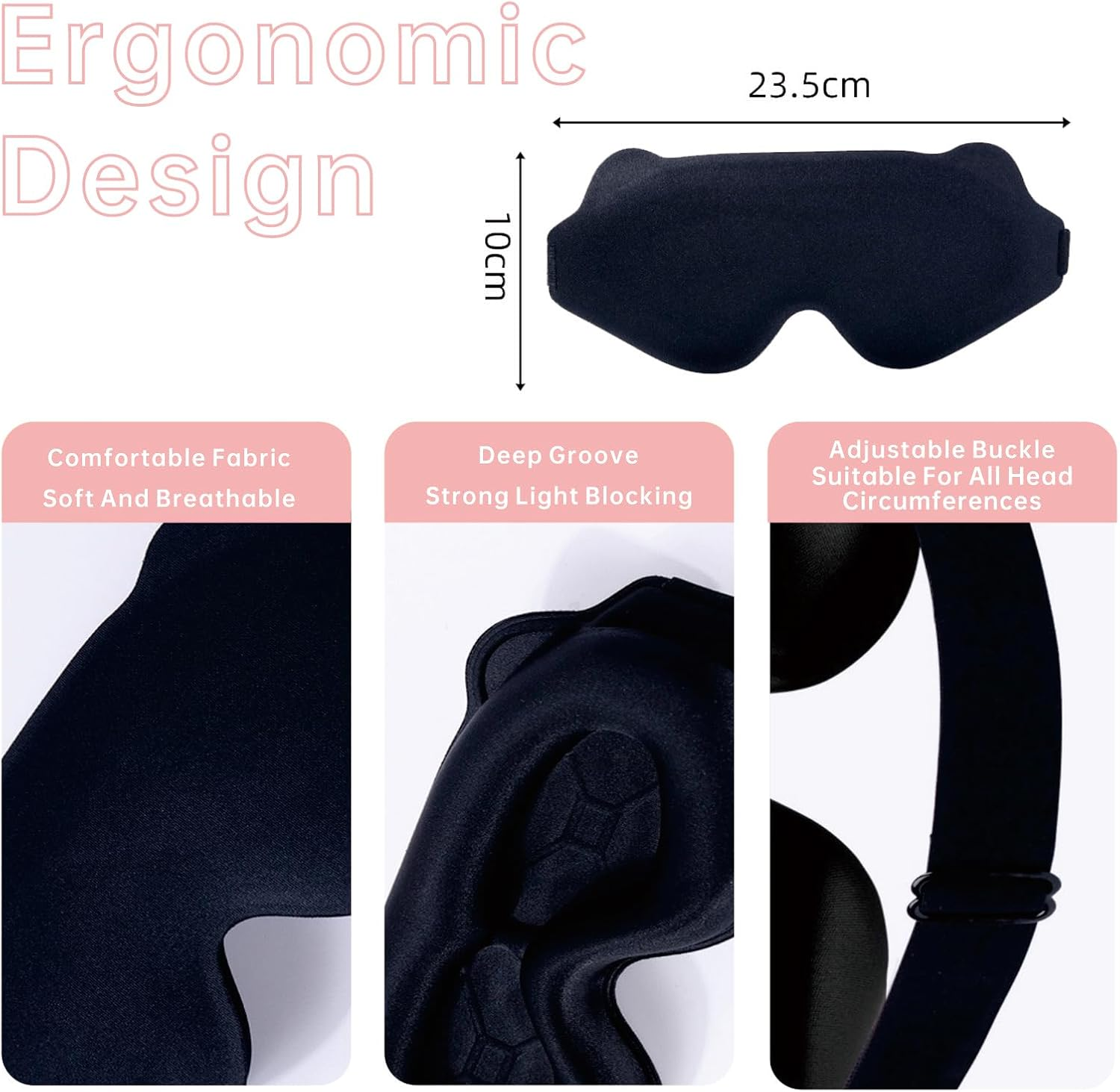 Sleep Mask for Men & Women, 3D Blackout Eye Mask for Sleeping, No Eye Pressure, Soft & Comfortable Eye Blinder for Travel Naps image number 1